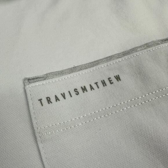Travis Mathew Shirt Mens Large White Gray Polo Collared Golf Casual Short Sleeve - Picture 8 of 8